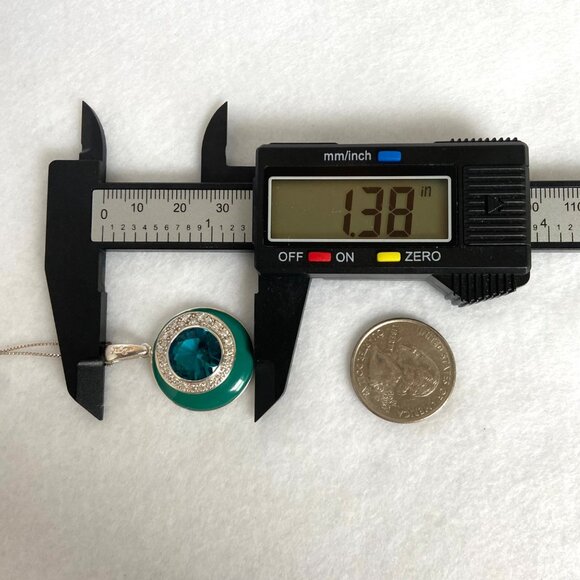 Sterling Silver 925 David Sigal Round Turquoise Enamel Pendant Necklace 20" - Picture 14 of 16